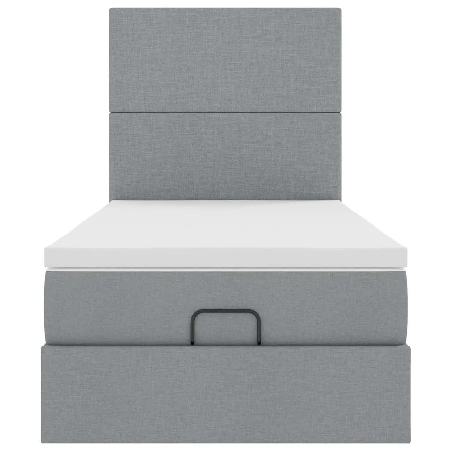 Lit ottoman avec matelas gris clair 90x200 cm tissu - 7