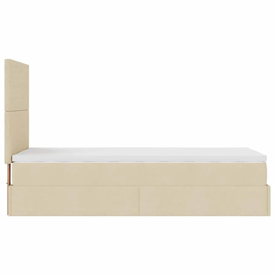 Lit ottoman avec matelas et LED crème 90x200 cm tissu - 11