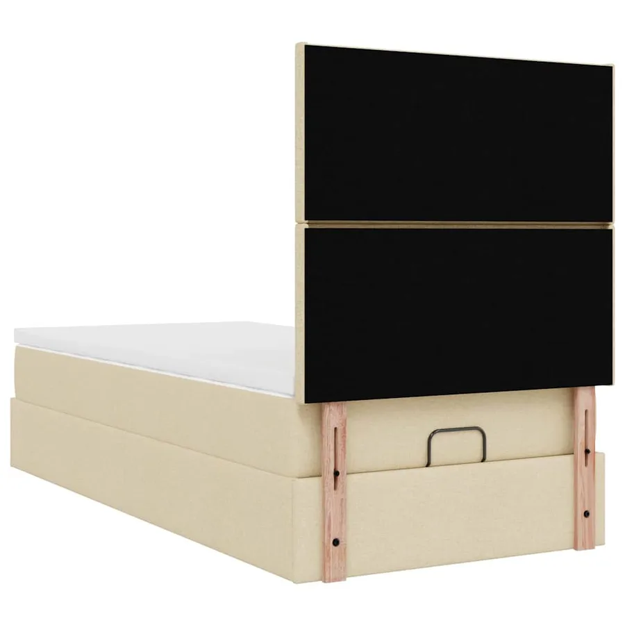 Lit ottoman avec matelas et LED crème 90x200 cm tissu - 12