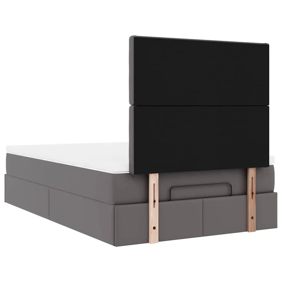 Cadre de lit ottoman avec matelas gris 120x200 cm similicuir - 12