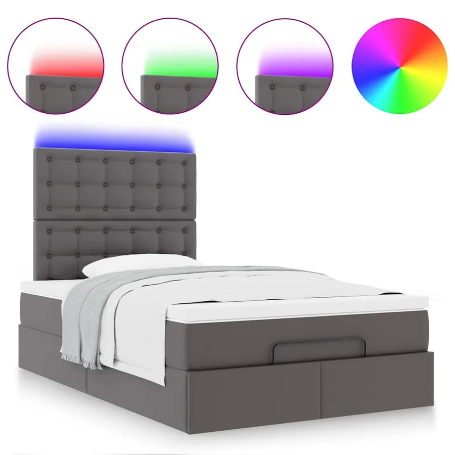 Cadre de lit ottoman avec matelas gris 120x200 cm similicuir - 5