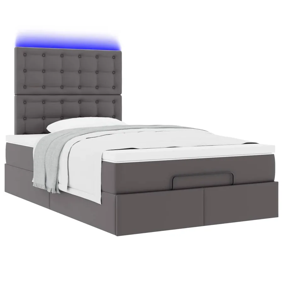 Cadre de lit ottoman avec matelas gris 120x200 cm similicuir - 6