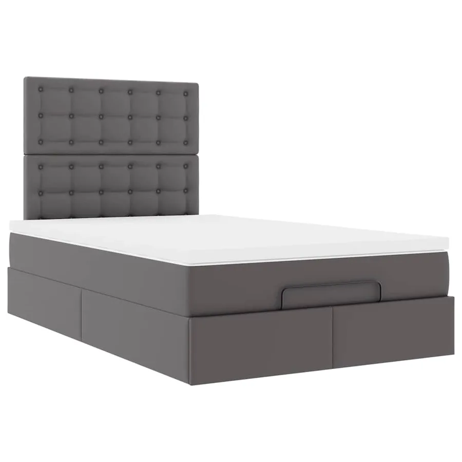 Cadre de lit ottoman avec matelas gris 120x200 cm similicuir - 7