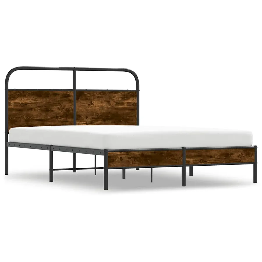 Cadre de lit sans matelas 120x200 cm chêne fumé bois ingénierie - 3