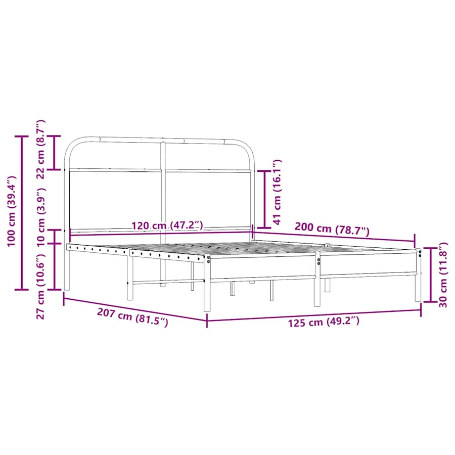 Cadre de lit sans matelas 120x200 cm chêne fumé bois ingénierie - 9
