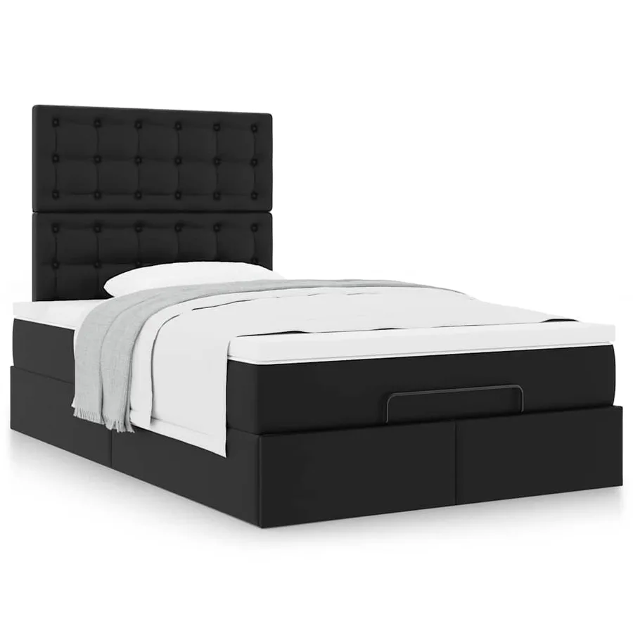 Cadre de lit ottoman avec matelas noir 120x200 cm similicuir - 5