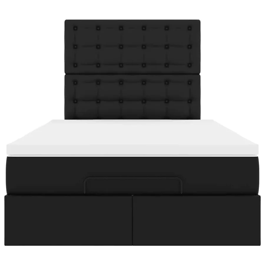Cadre de lit ottoman avec matelas noir 120x200 cm similicuir - 7