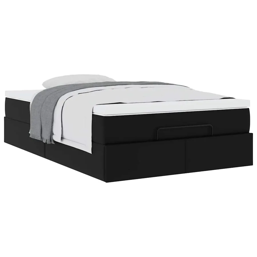 Cadre de lit ottoman avec matelas noir 120x200 cm similicuir - 4