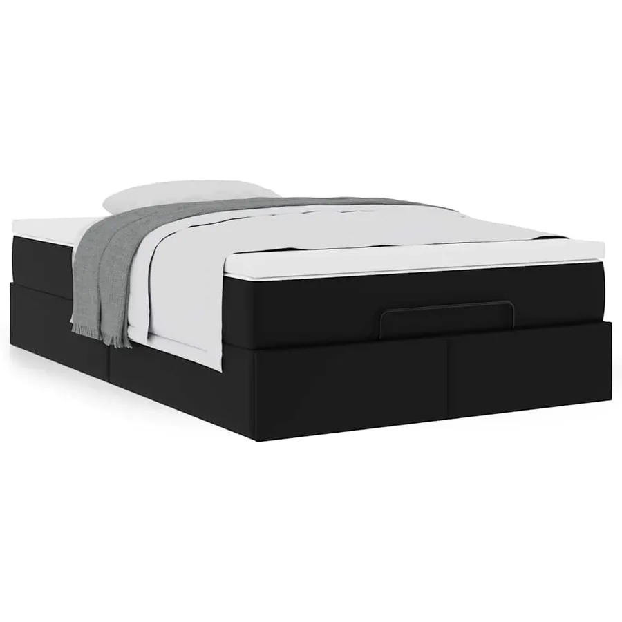 Cadre de lit ottoman avec matelas noir 120x200 cm similicuir - 5