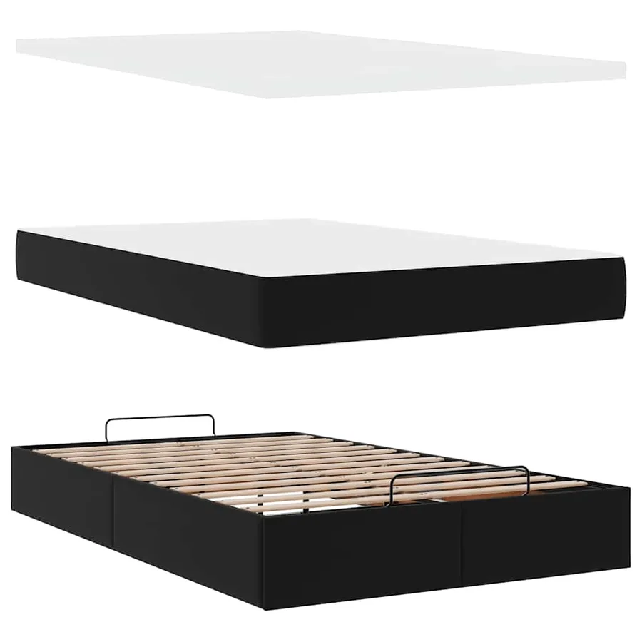 Cadre de lit ottoman avec matelas noir 120x200 cm similicuir - 8
