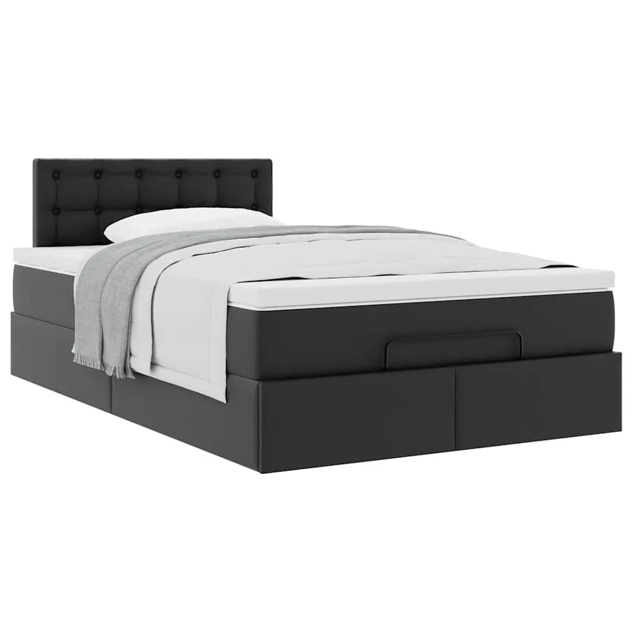 Cadre de lit ottoman avec matelas noir 120x200 cm similicuir - 5