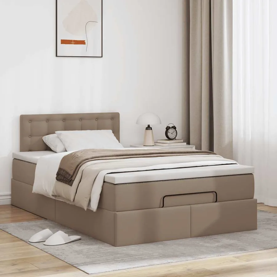 Cadre de lit ottoman et matelas cappuccino 120x200cm similicuir - 3