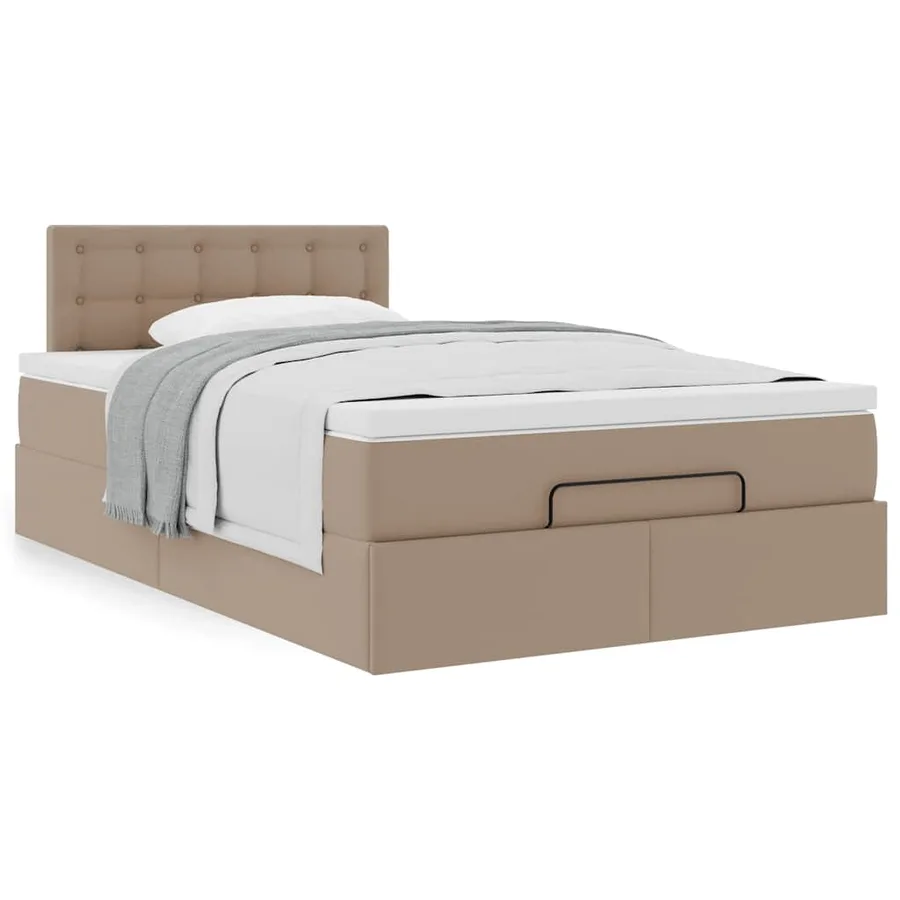 Cadre de lit ottoman et matelas cappuccino 120x200cm similicuir - 4