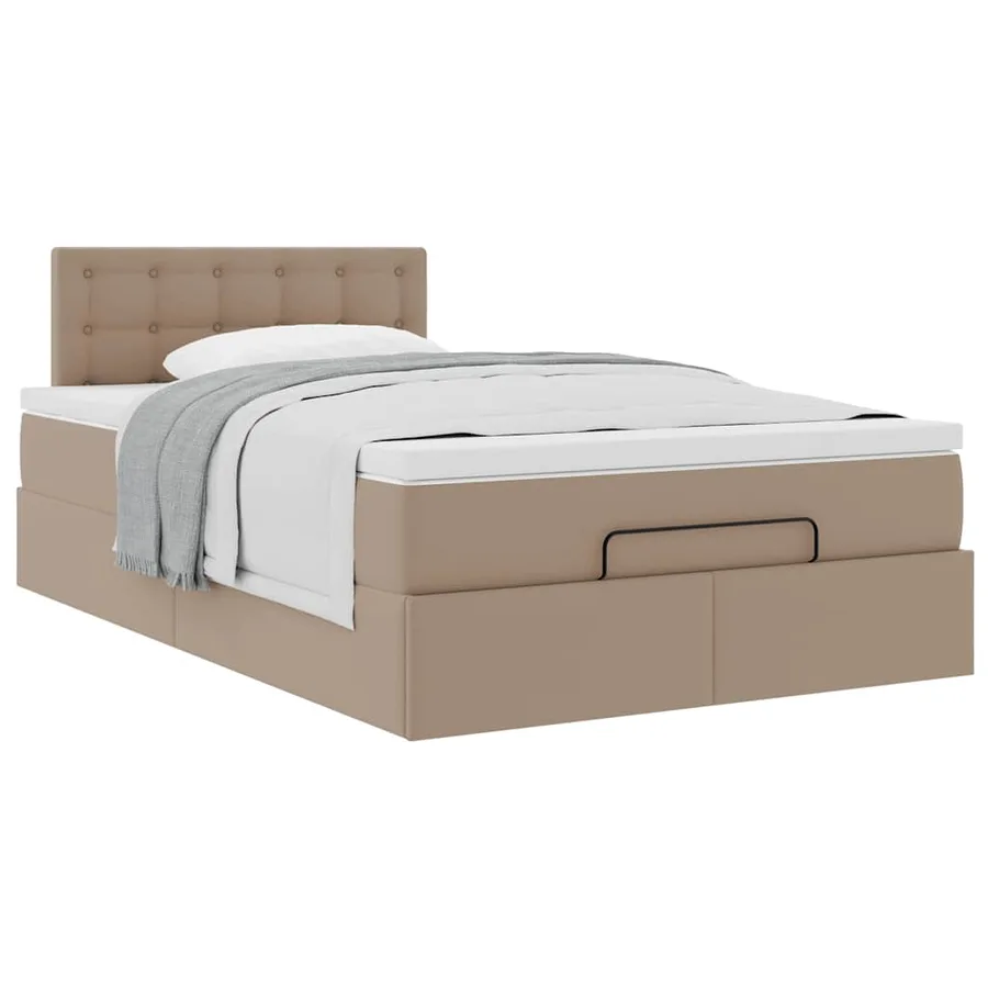 Cadre de lit ottoman et matelas cappuccino 120x200cm similicuir - 5