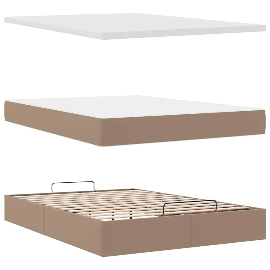 Lit ottoman avec matelas & LED Cappuccino 140x190cm similicuir - 12
