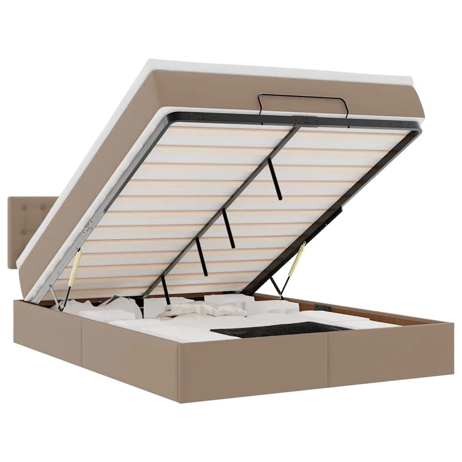 Lit ottoman avec matelas & LED Cappuccino 140x190cm similicuir - 2