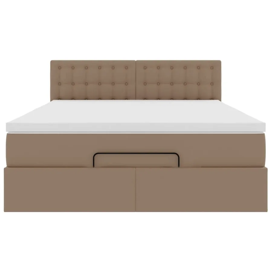Lit ottoman avec matelas & LED Cappuccino 140x190cm similicuir - 8
