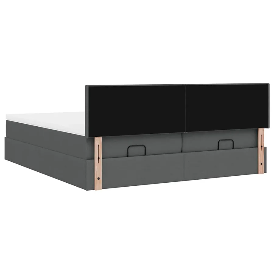 Cadre de lit ottoman avec matelas gris foncé 180x200cm tissu - 11