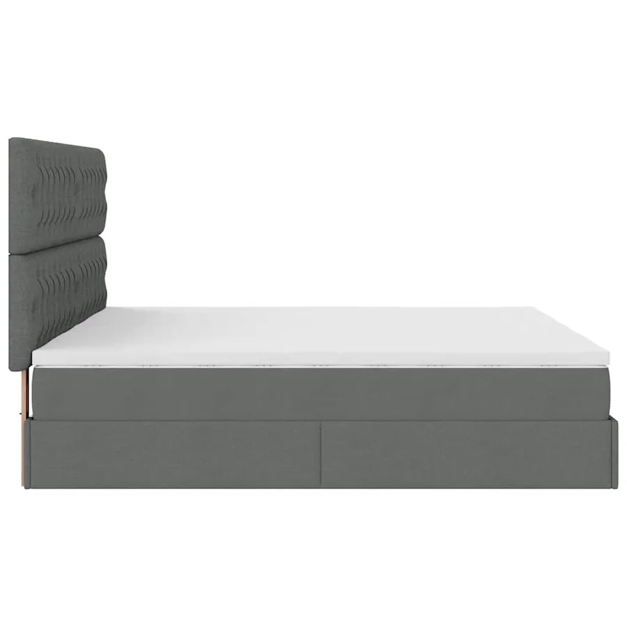 Cadre de lit ottoman avec matelas gris foncé 180x200cm tissu - 9