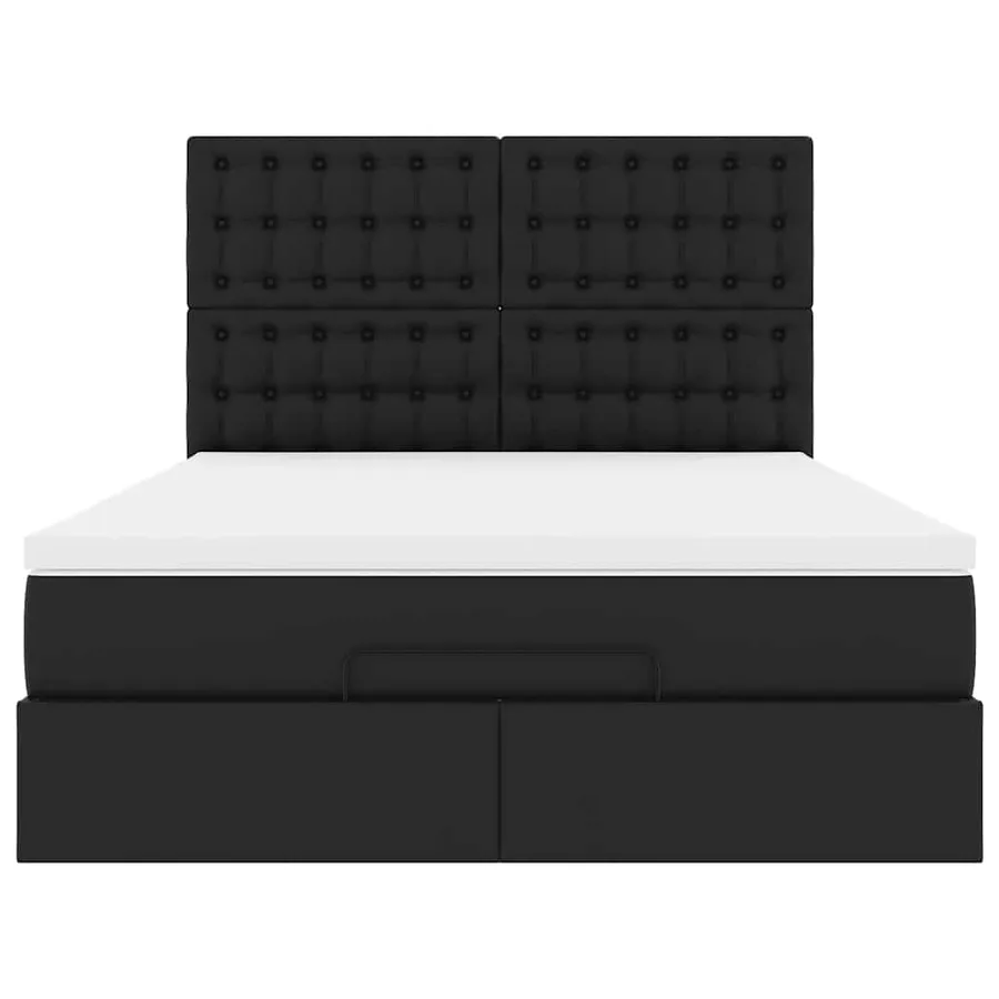 Cadre de lit ottoman avec matelas noir 140x190 cm similicuir - 7