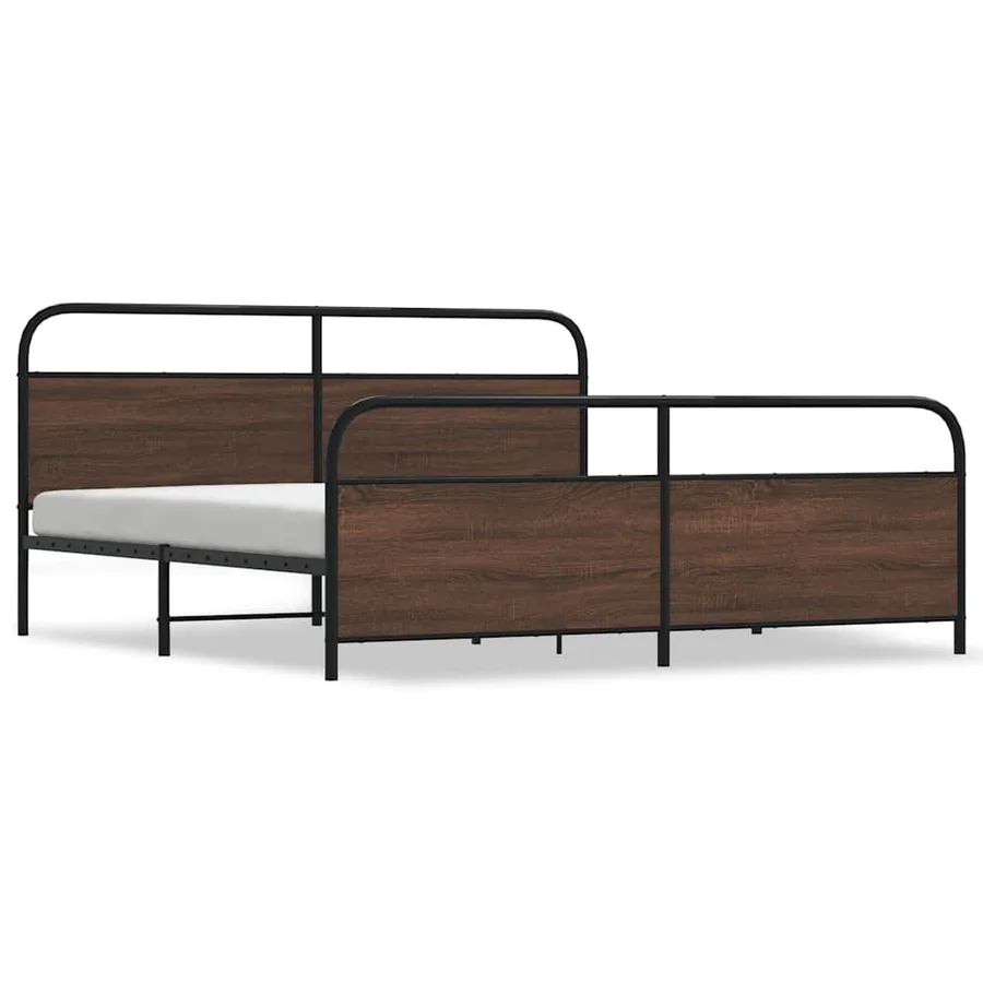 Cadre de lit en métal sans matelas chêne marron 180x200 cm - 2
