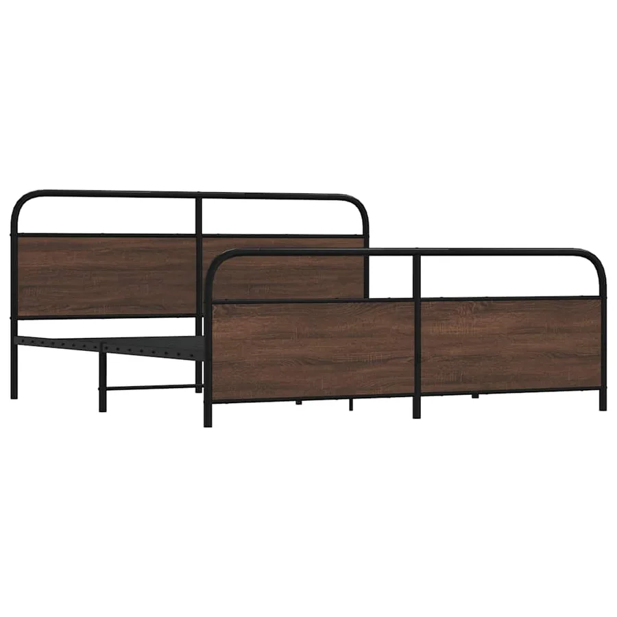 Cadre de lit en métal sans matelas chêne marron 180x200 cm - 3