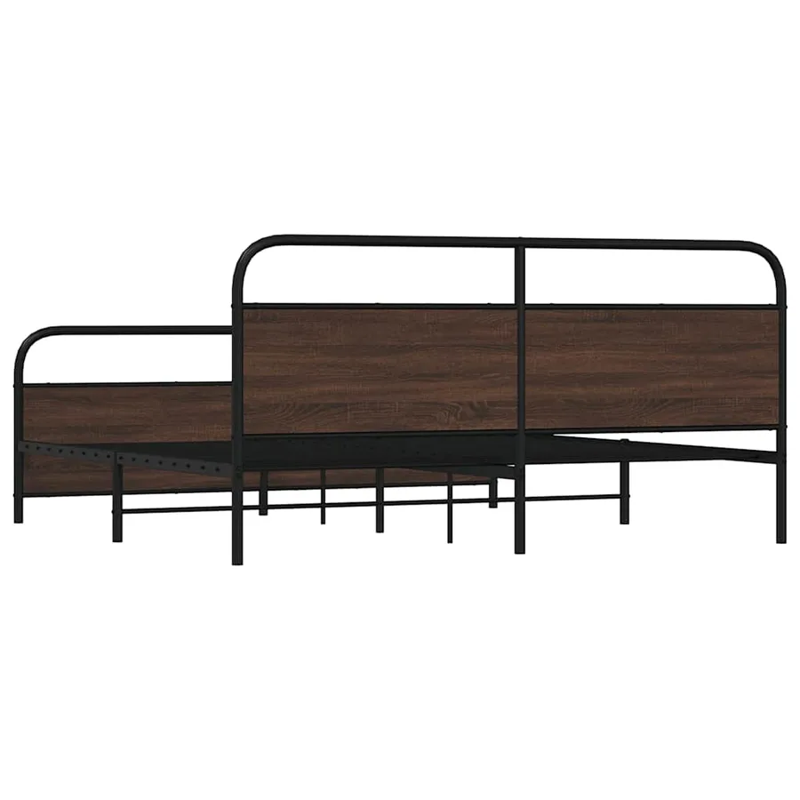 Cadre de lit en métal sans matelas chêne marron 180x200 cm - 7