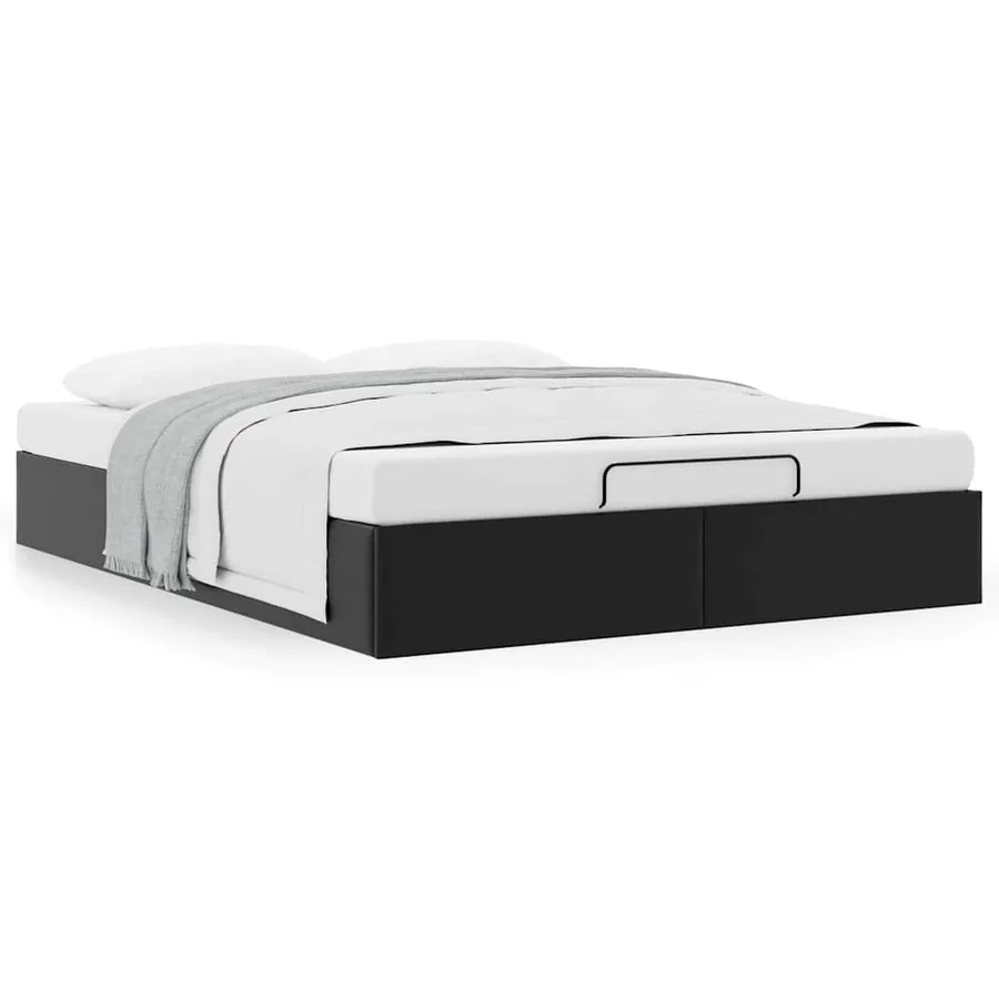 Cadre de lit ottoman sans matelas noir 140x190 cm similicuir - 4