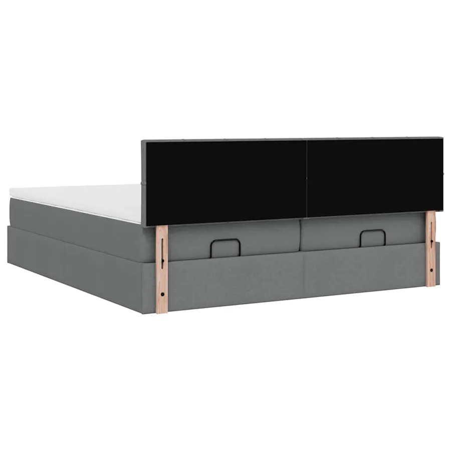 Cadre de lit ottoman avec matelas gris foncé 180x200cm tissu - 11