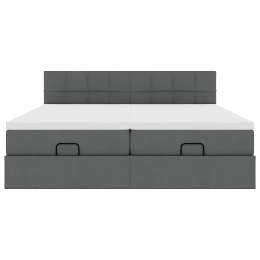 Cadre de lit ottoman avec matelas gris foncé 180x200cm tissu - 7