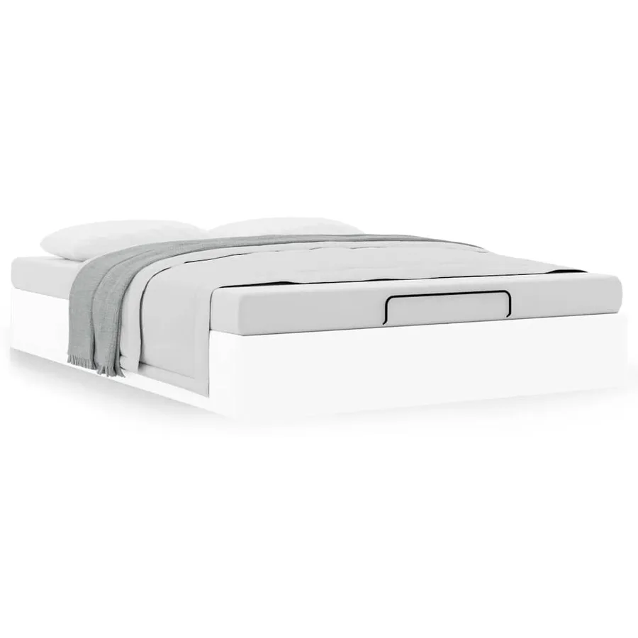 Cadre de lit ottoman sans matelas blanc 140x190 cm similicuir - 4