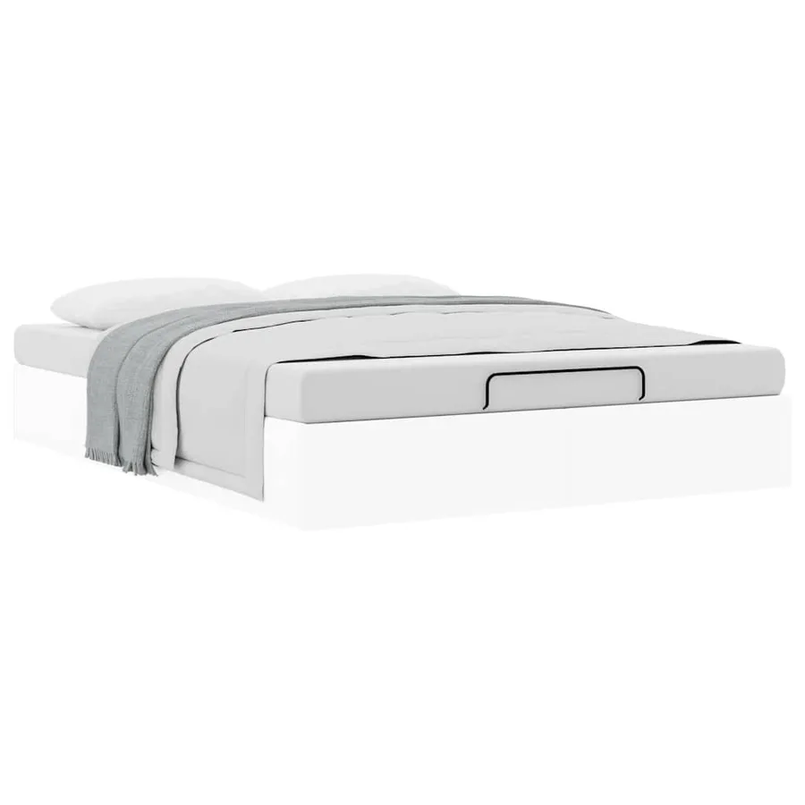 Cadre de lit ottoman sans matelas blanc 140x190 cm similicuir - 5