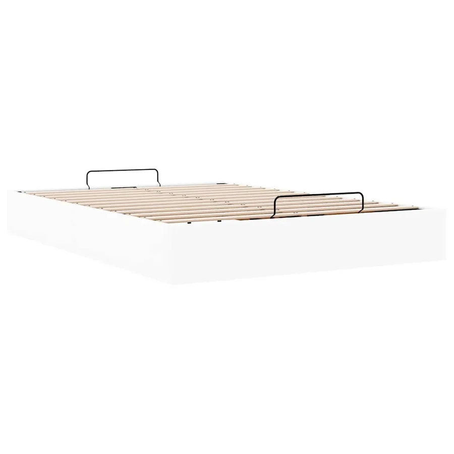 Cadre de lit ottoman sans matelas blanc 140x190 cm similicuir - 6