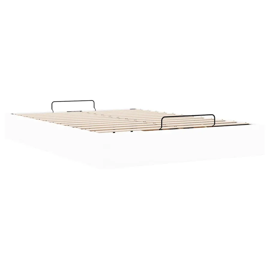 Cadre de lit ottoman sans matelas blanc 140x190 cm similicuir - 9