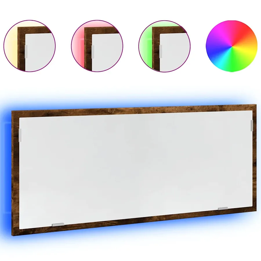 Miroir de salle de bain à LED chêne fumé bois d'ingénierie - 2