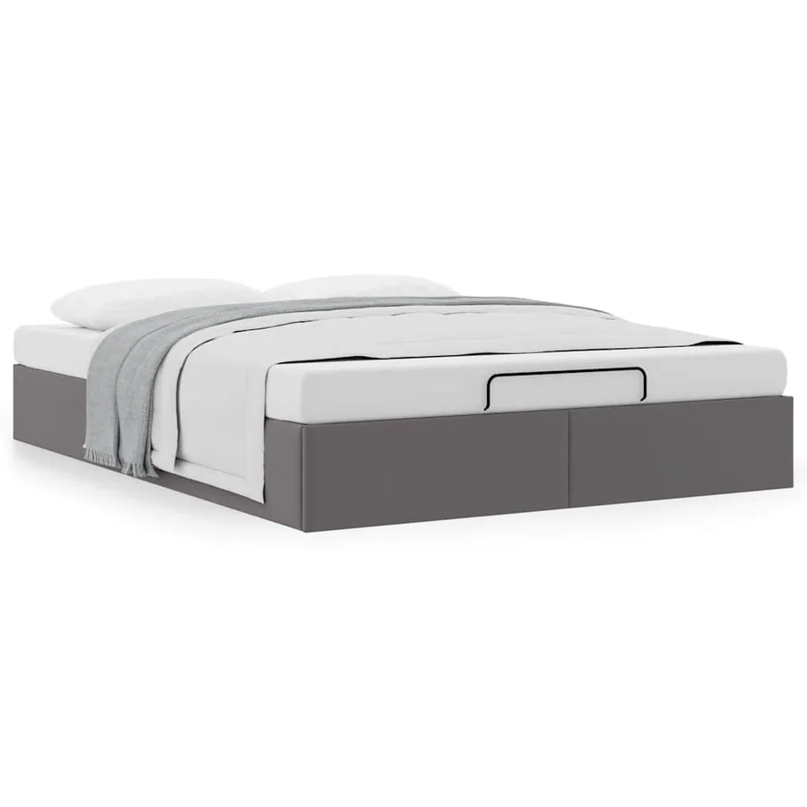 Cadre de lit ottoman sans matelas gris 140x190 cm similicuir - 4