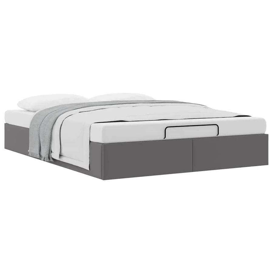 Cadre de lit ottoman sans matelas gris 140x190 cm similicuir - 5