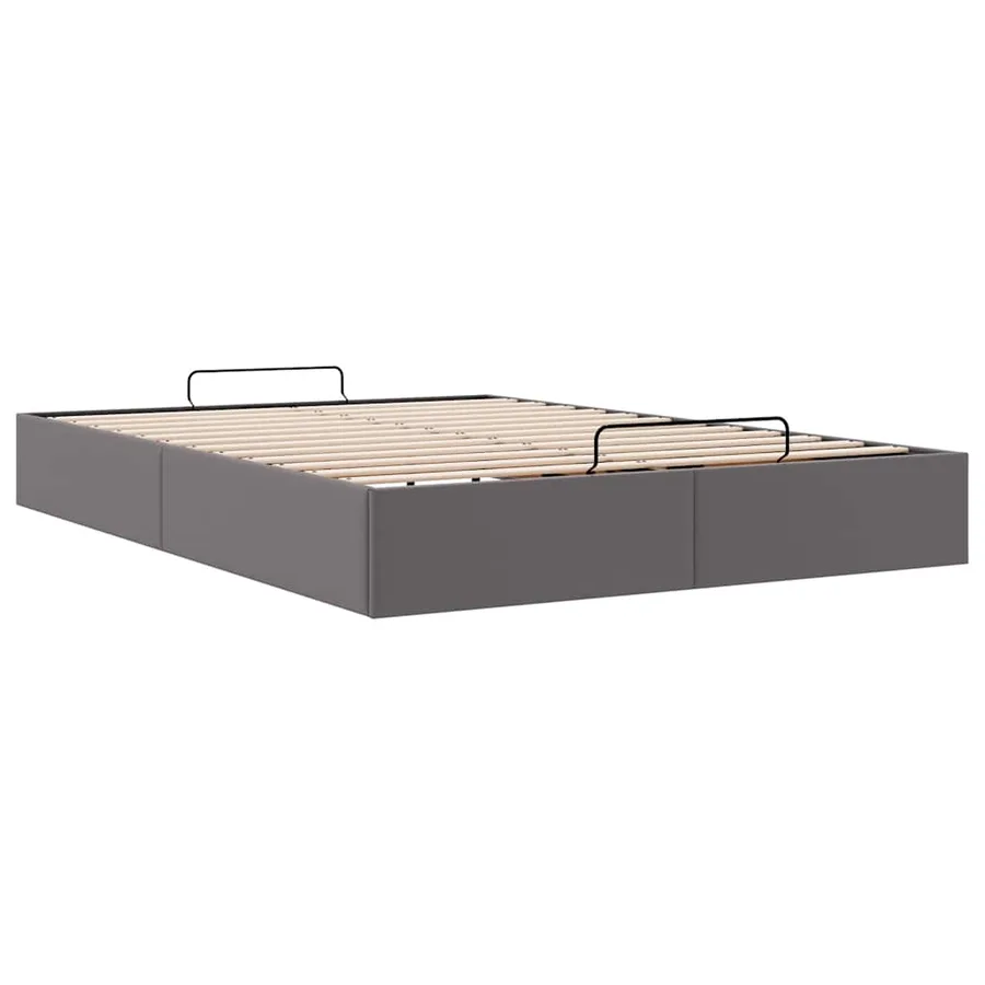 Cadre de lit ottoman sans matelas gris 140x190 cm similicuir - 6