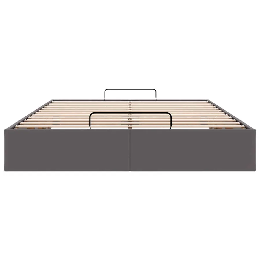 Cadre de lit ottoman sans matelas gris 140x190 cm similicuir - 7