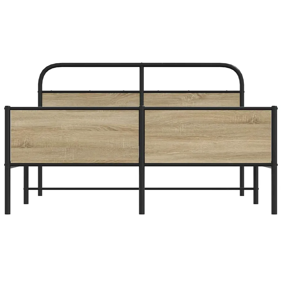 Cadre de lit en métal sans matelas chêne fumé 160x200 cm - 5
