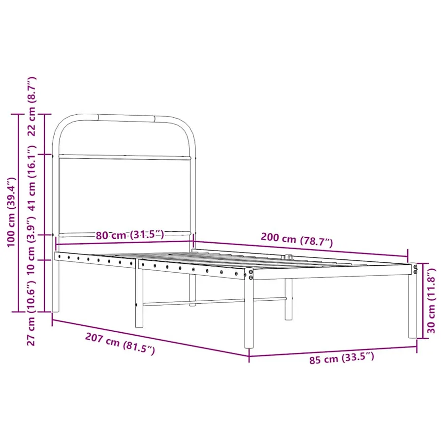 Cadre de lit sans matelas 80x200cm chêne marron bois ingénierie - 9