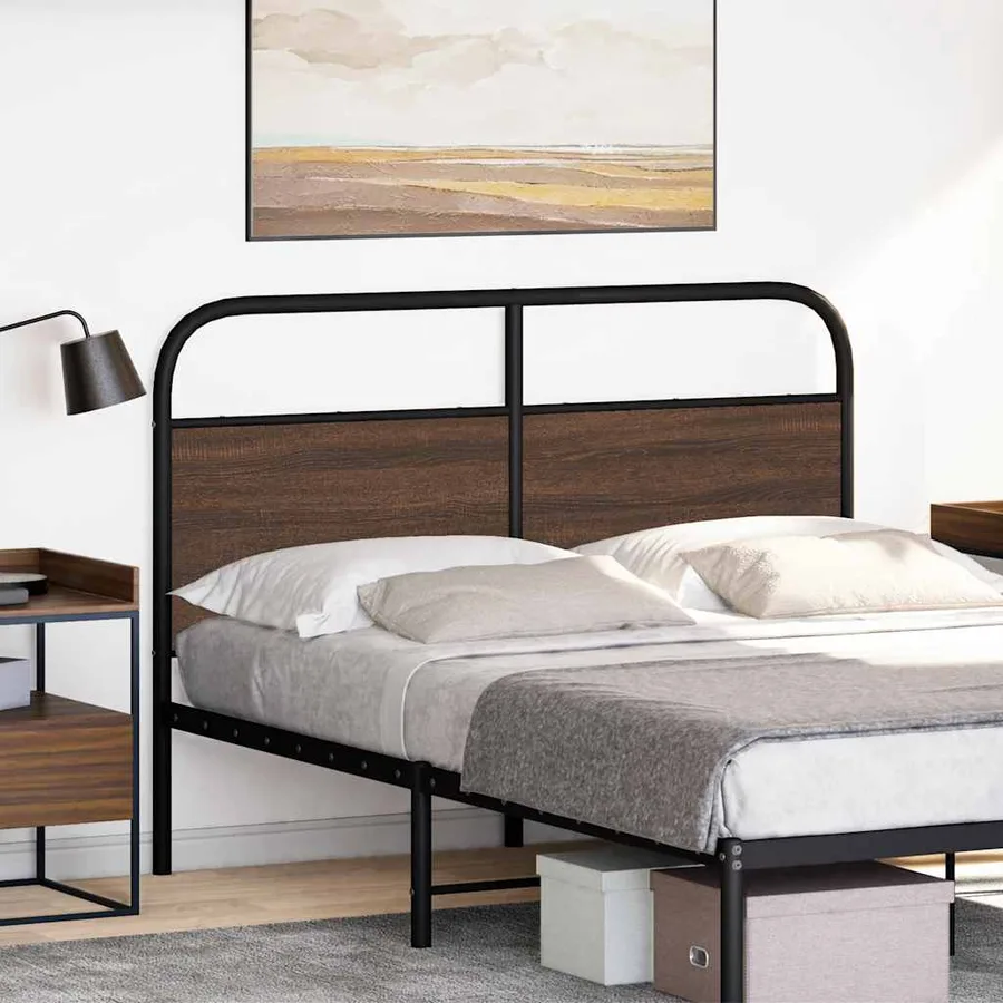 Tête de lit de remplacement chêne marron 140 cm acier et bois d'ingénierie - 2