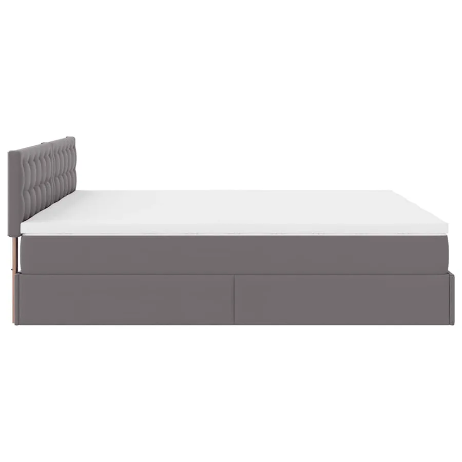 Cadre de lit ottoman avec matelas gris 200x200 cm similicuir - 11