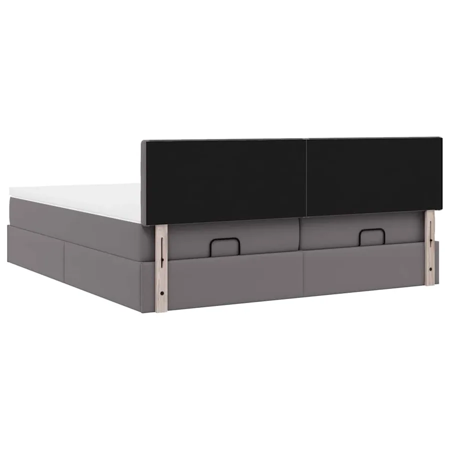 Cadre de lit ottoman avec matelas gris 200x200 cm similicuir - 12