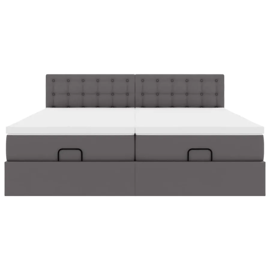Cadre de lit ottoman avec matelas gris 200x200 cm similicuir - 8