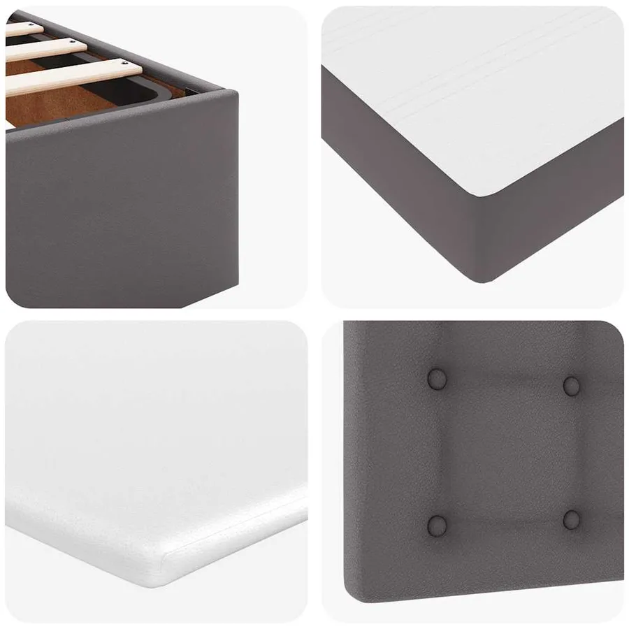 Lit ottoman avec matelas gris 100x200 cm similicuir - 14