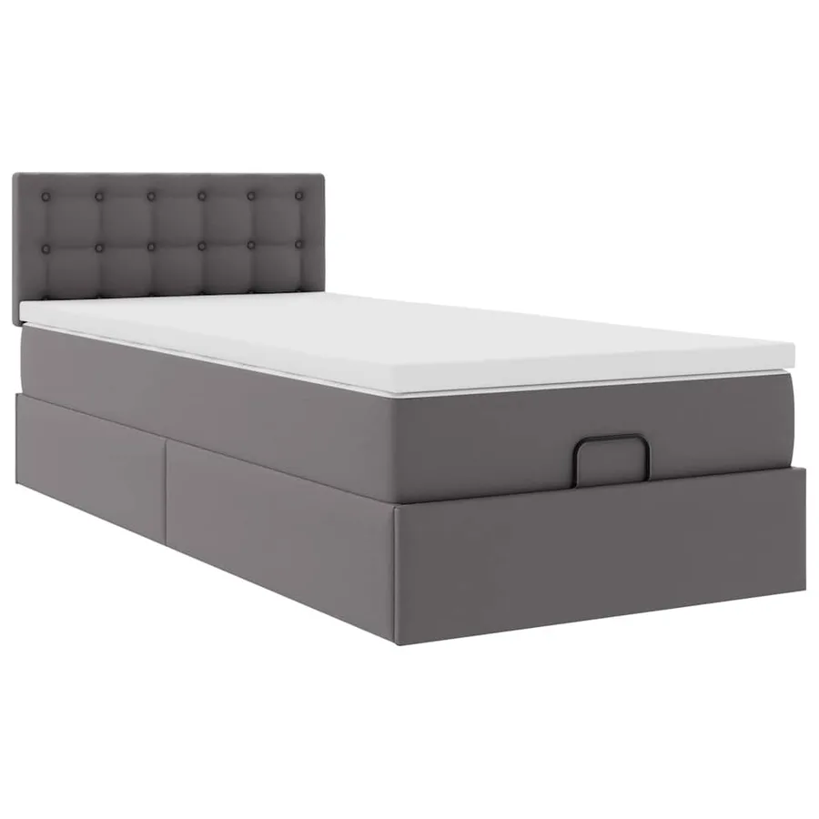 Lit ottoman avec matelas gris 100x200 cm similicuir - 6