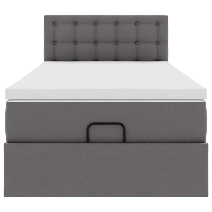 Lit ottoman avec matelas gris 100x200 cm similicuir - 7