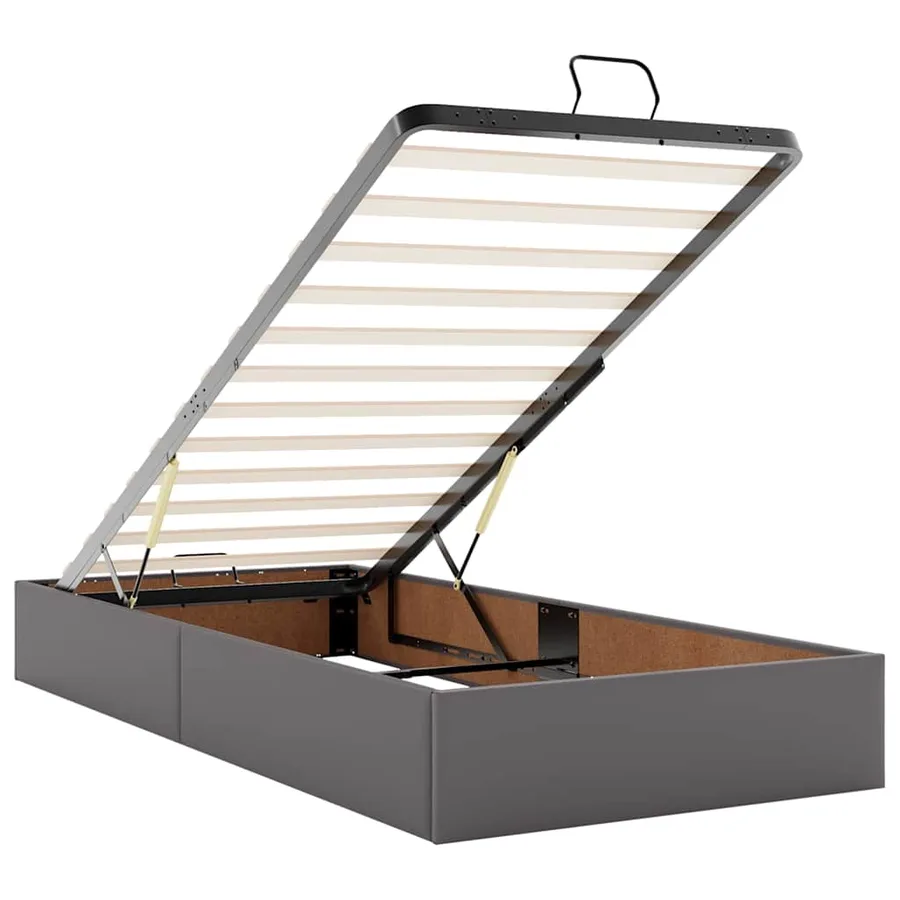 Lit ottoman avec matelas gris 100x200 cm similicuir - 12