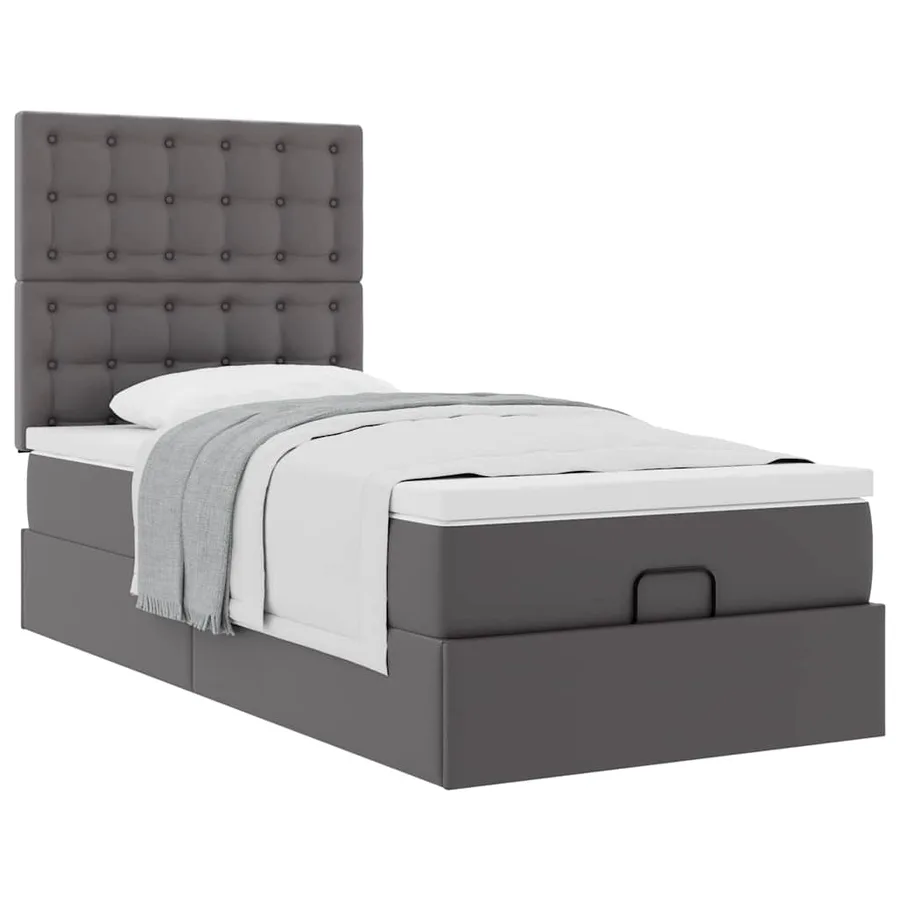 Lit ottoman avec matelas gris 100x200 cm similicuir - 4